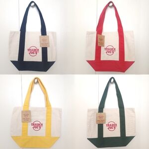 Trader Joe's Canvas Tote Bag - Red, Yellow, Green, and Blue - Holiday 2025 LE
